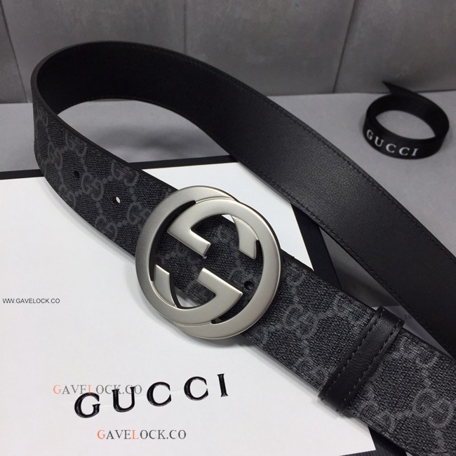 Gucci Belt Supreme Canvas Leather Trim Metal GG Buckle